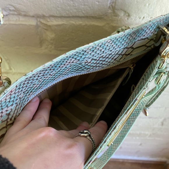 Brahmin vintage Opal seville sea foam mermaid satchel crossbody rare handbag - Picture 7 of 16